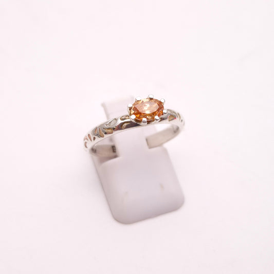 Sterling Silver Spinner Denmark Peach Stone Ring