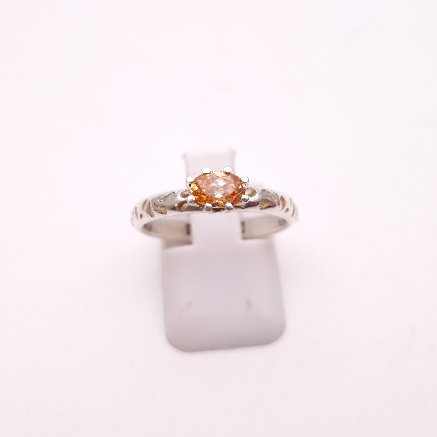 Sterling Silver Spinner Denmark Peach Stone Ring