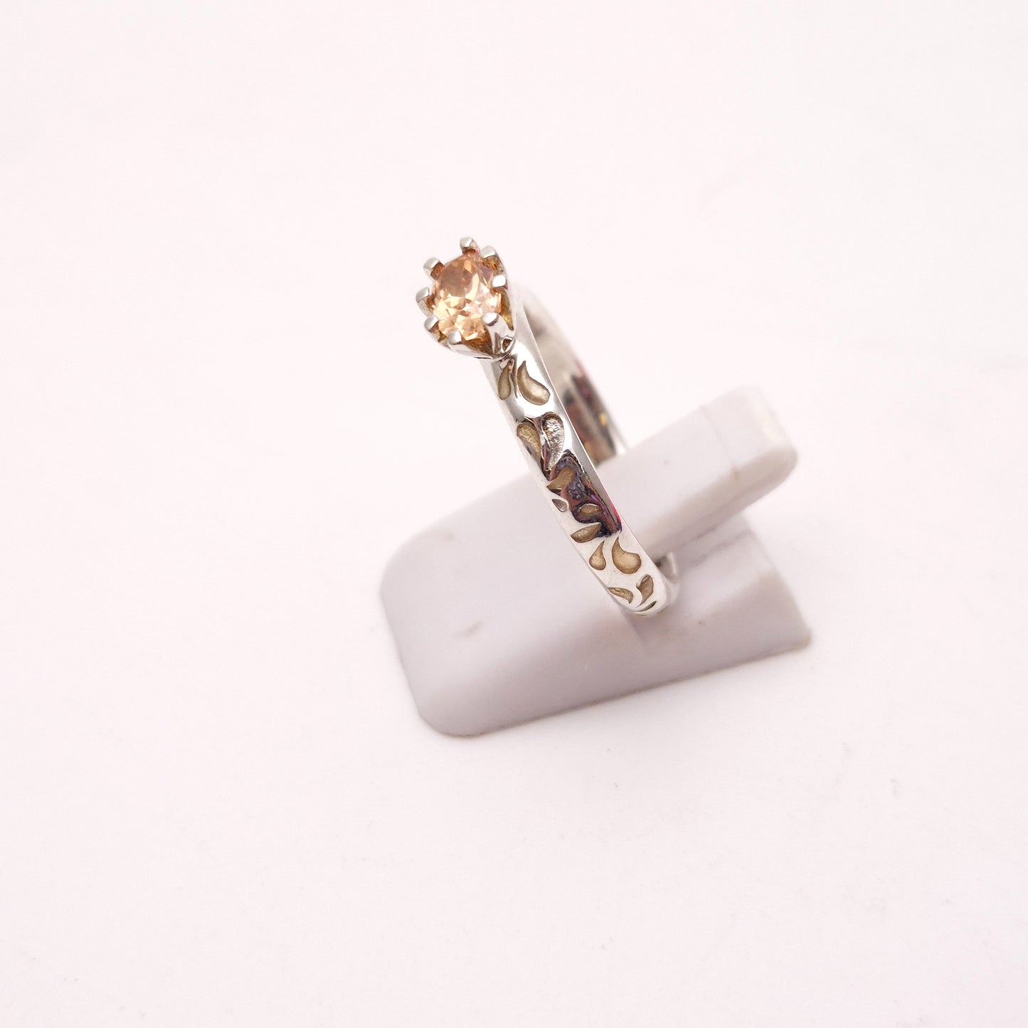 Sterling Silver Spinner Denmark Peach Stone Ring