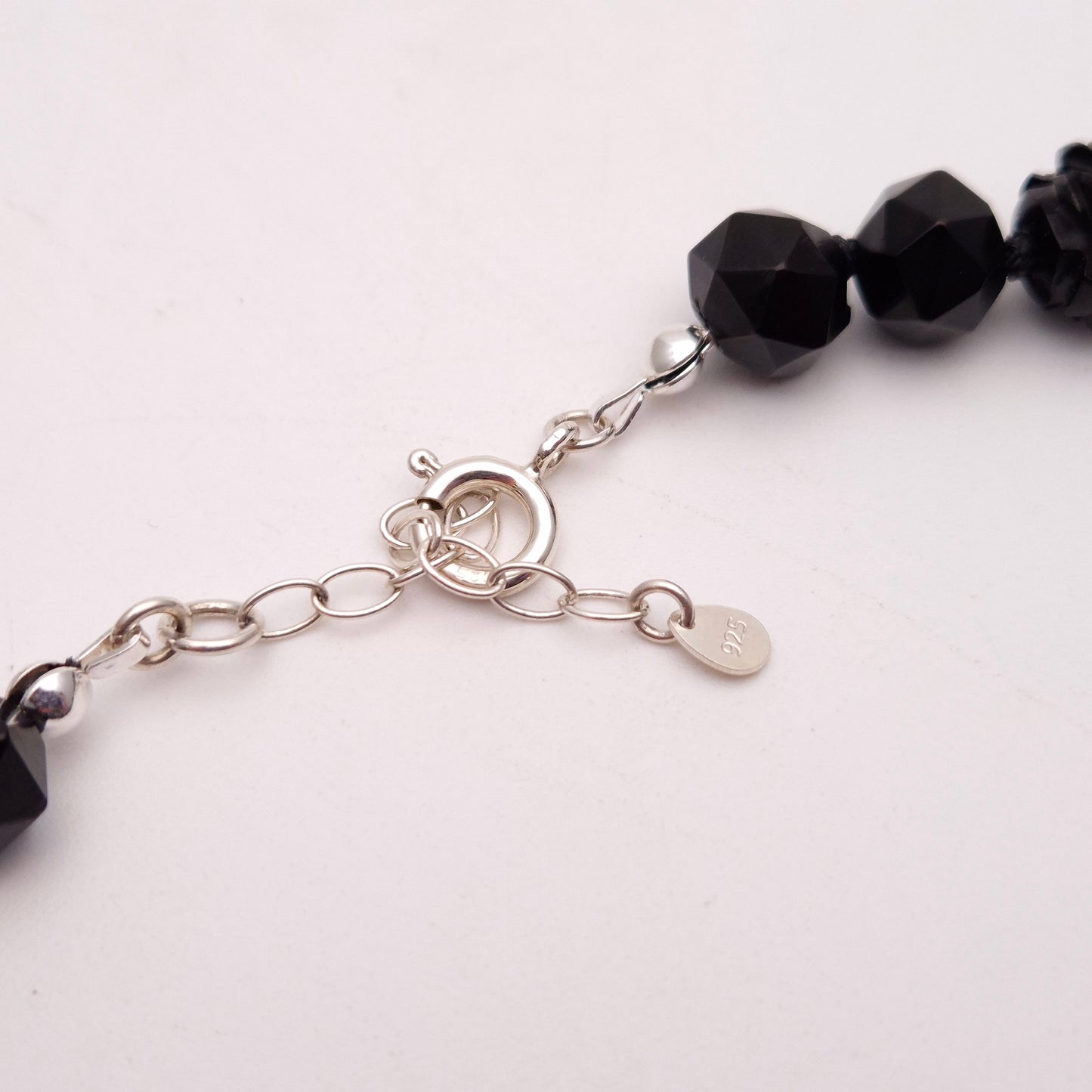 Sterling Silver Carved Whitby Jet Beaded Necklace
