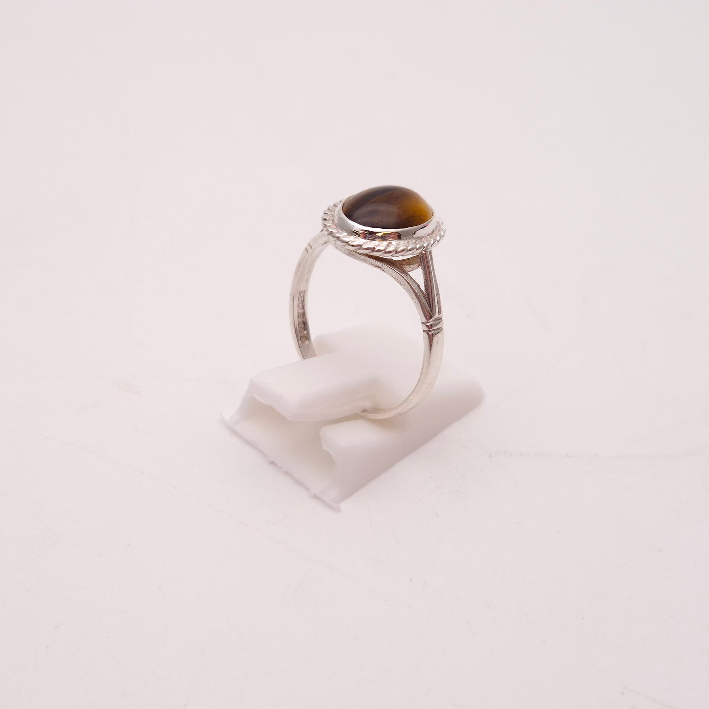 Sterling Silver Traditional Tigers Eye Solitaire Ring