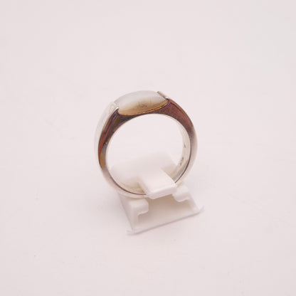 Sterling Silver Chunky Mother Of Pearl Band Ring