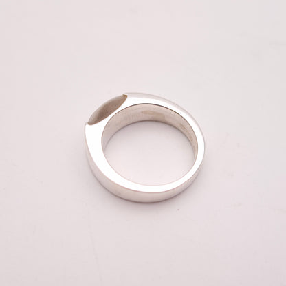 Sterling Silver Chunky Mother Of Pearl Band Ring