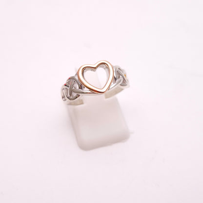 Sterling Silver and Rose Gold Clogau Celtic Open Work Heart Ring