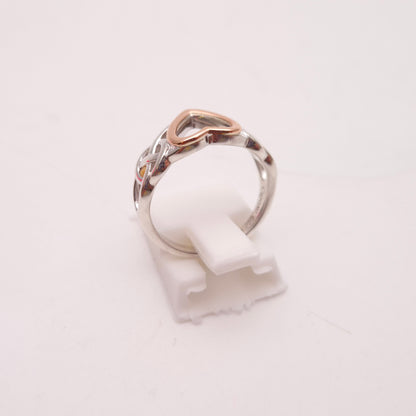 Sterling Silver and Rose Gold Clogau Celtic Open Work Heart Ring
