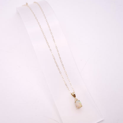 14ct Yellow Gold Opal and Diamond Pendant and 9ct Gold Chain Necklace