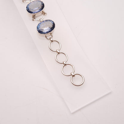 Sterling Silver Chunky Large Blue Quartz Stone Bracelet