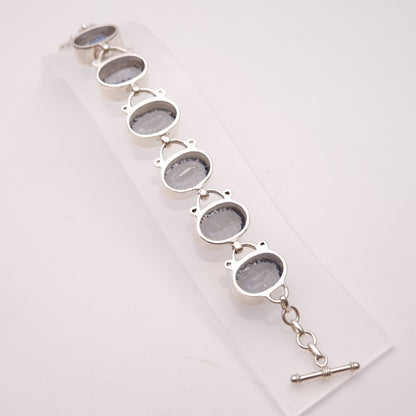 Sterling Silver Chunky Large Blue Quartz Stone Bracelet