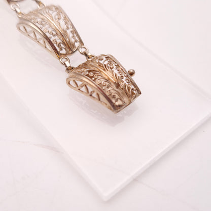 Silver Filigree Trapezoid Link Wave Bracelet 800 Silver