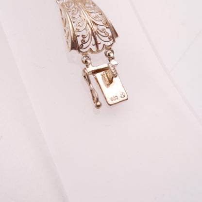 Silver Filigree Trapezoid Link Wave Bracelet 800 Silver