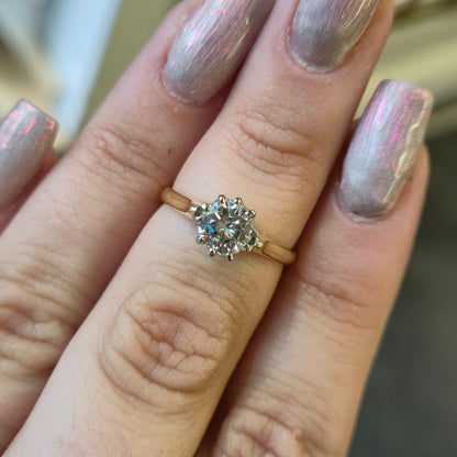 18ct Yellow Gold Vintage Diamond Solitaire Ring 0.95ct