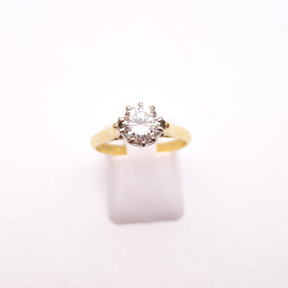 18ct Yellow Gold Vintage Diamond Solitaire Ring 0.95ct