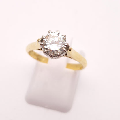 18ct Yellow Gold Vintage Diamond Solitaire Ring 0.95ct