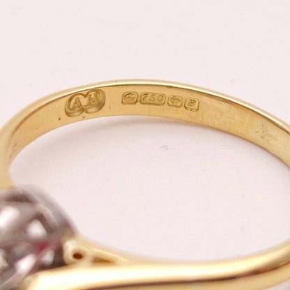 18ct Yellow Gold Vintage Diamond Solitaire Ring 0.95ct