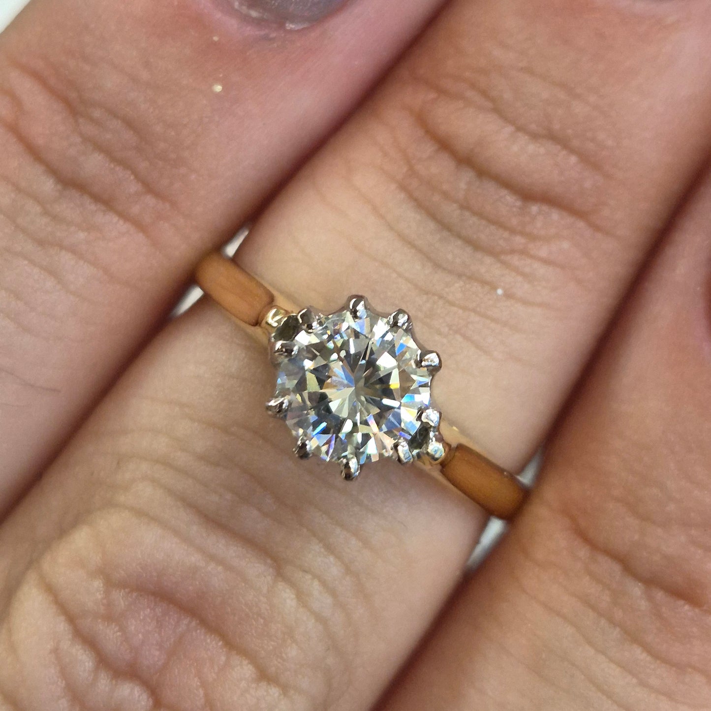 18ct Yellow Gold Vintage Diamond Solitaire Ring 0.95ct