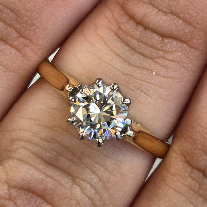 18ct Yellow Gold Vintage Diamond Solitaire Ring 0.95ct