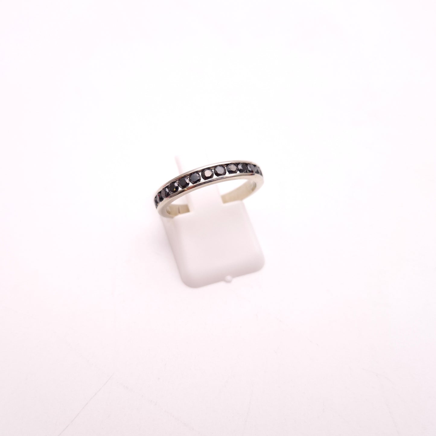 9ct White gold Narrow Black Diamond Half Eternity Band Ring
