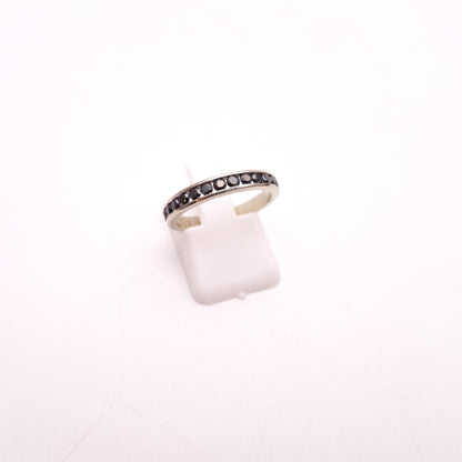 9ct White gold Narrow Black Diamond Half Eternity Band Ring