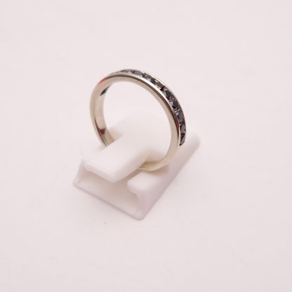 9ct White gold Narrow Black Diamond Half Eternity Band Ring