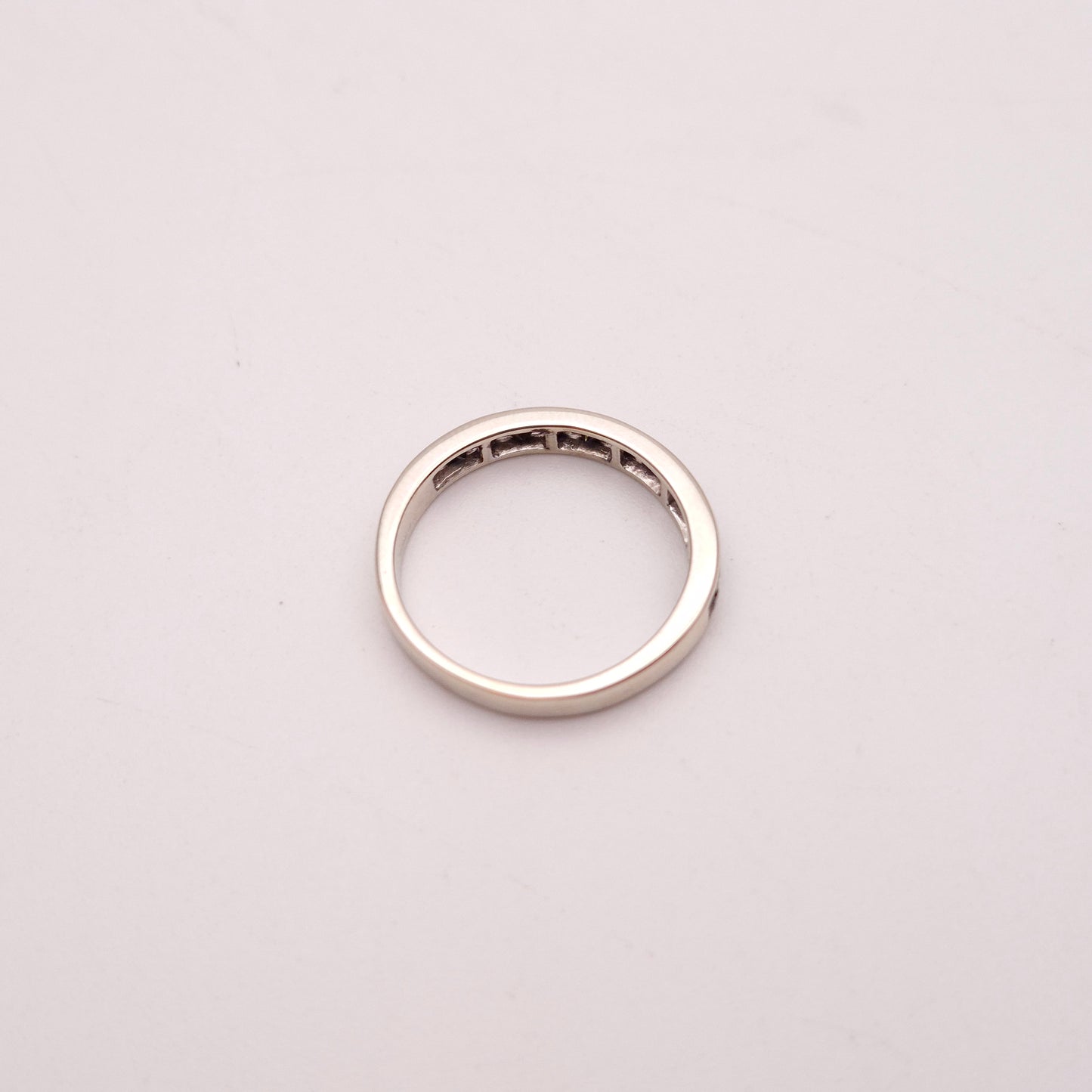 9ct White gold Narrow Black Diamond Half Eternity Band Ring