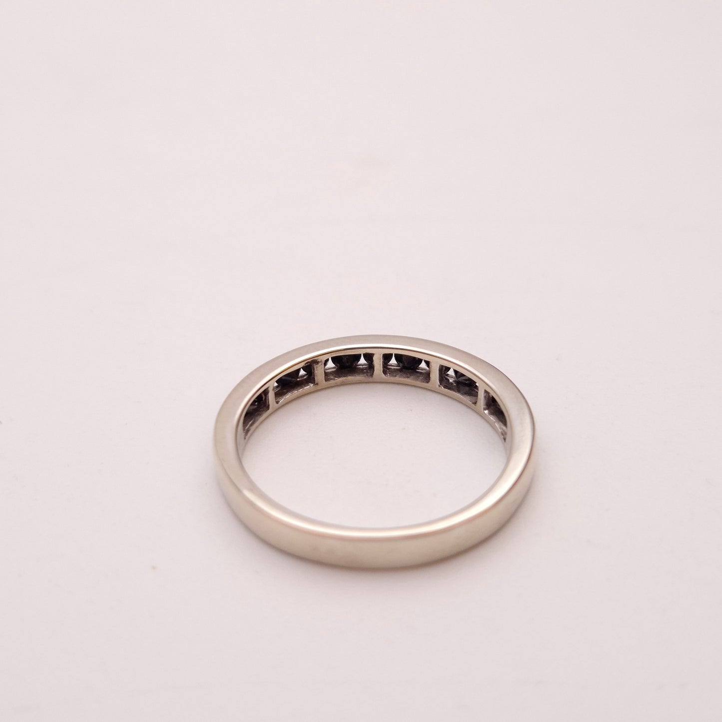 9ct White gold Narrow Black Diamond Half Eternity Band Ring