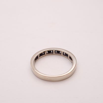 9ct White gold Narrow Black Diamond Half Eternity Band Ring
