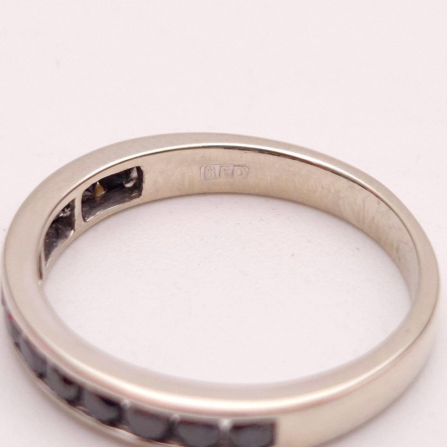 9ct White gold Narrow Black Diamond Half Eternity Band Ring