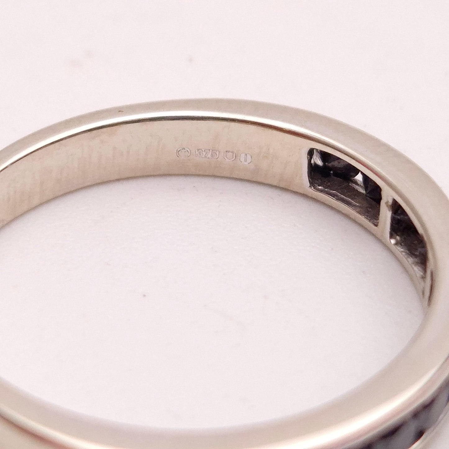 9ct White gold Narrow Black Diamond Half Eternity Band Ring