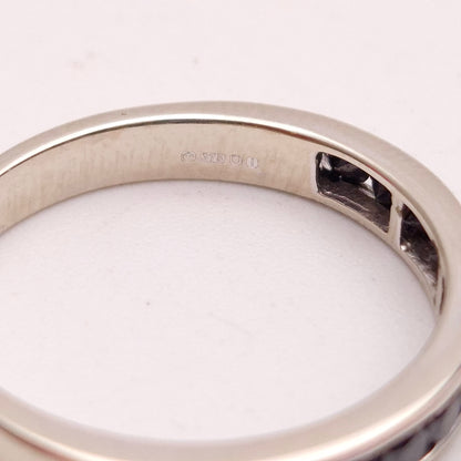 9ct White gold Narrow Black Diamond Half Eternity Band Ring