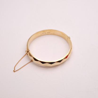 9ct Yellow Gold 1950's Diamond Chequer-Board Faceted Bangle