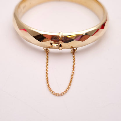 9ct Yellow Gold 1950's Diamond Chequer-Board Faceted Bangle