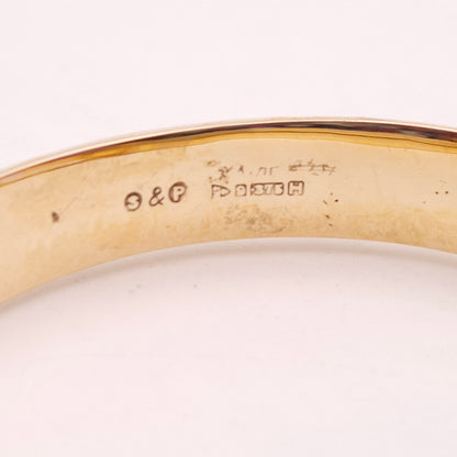 9ct Yellow Gold 1950's Diamond Chequer-Board Faceted Bangle