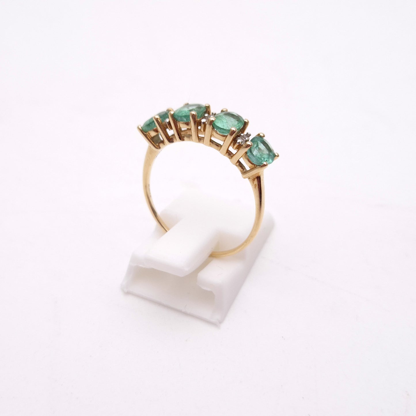 9ct Yellow Gold Emerald and Diamond 1/2 Eternity Row Ring
