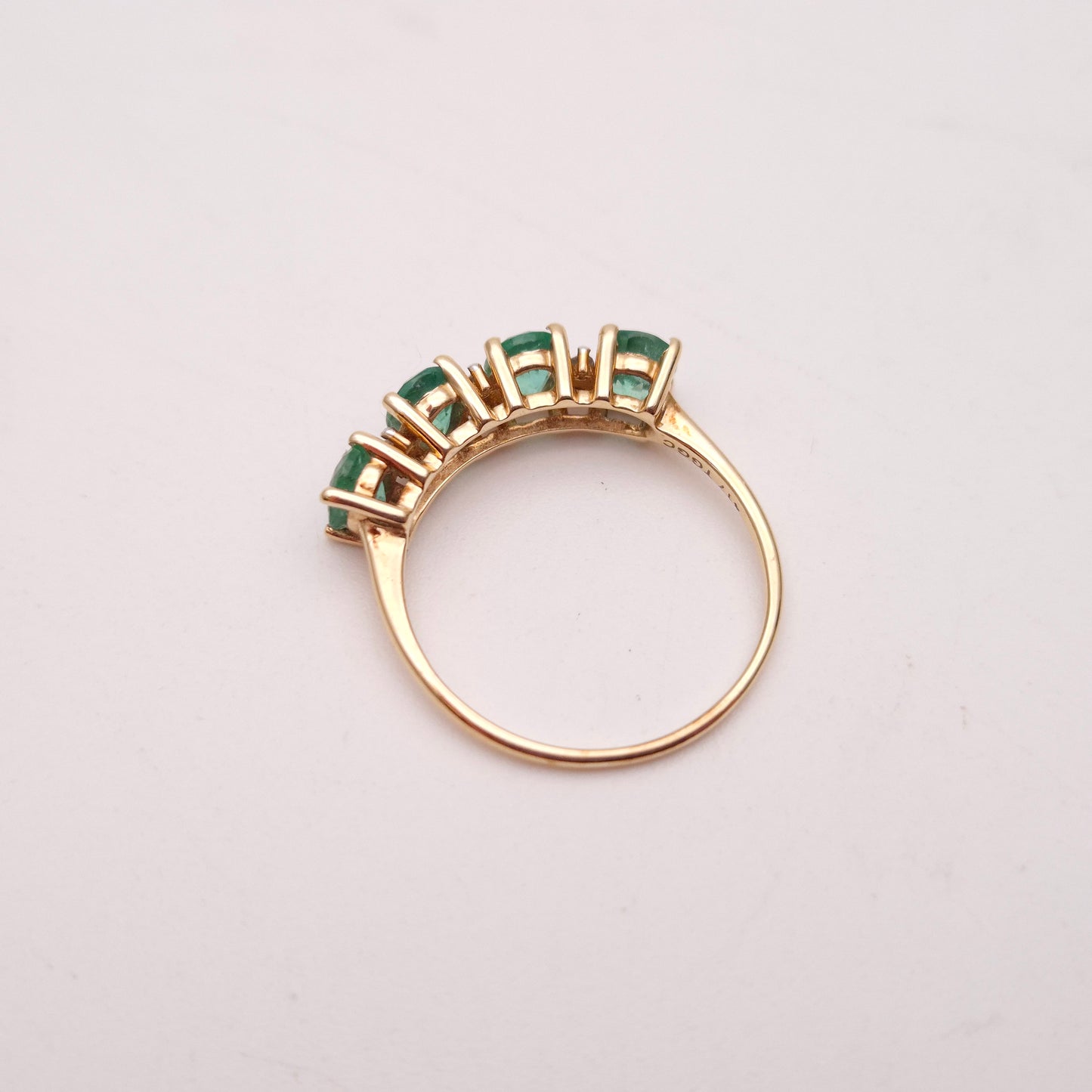 9ct Yellow Gold Emerald and Diamond 1/2 Eternity Row Ring