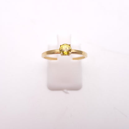 9ct Yellow Gold Round Green Stone Olivine Ring