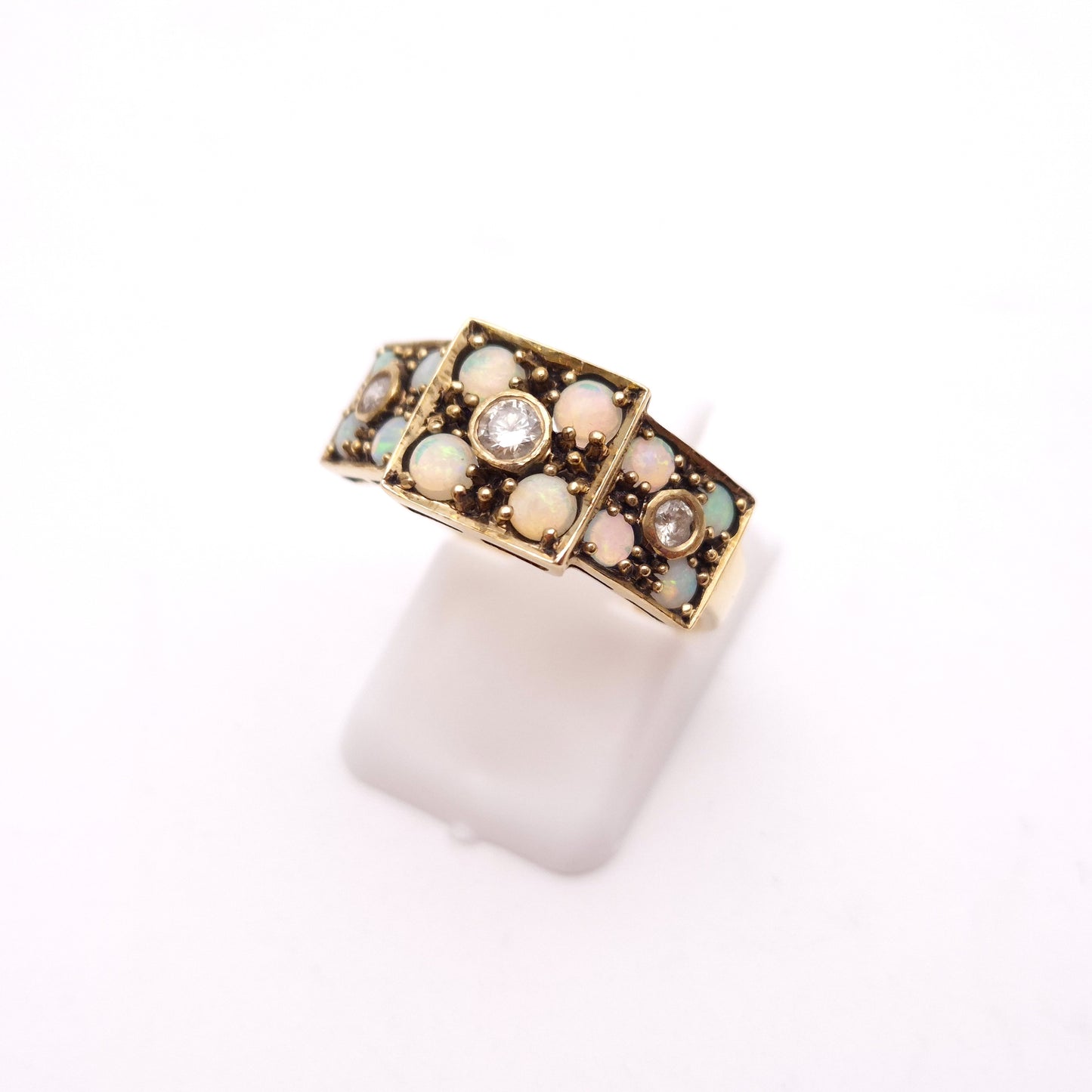 9ct Yellow Gold Antique Multi-Stone Opal and Diamond Ring