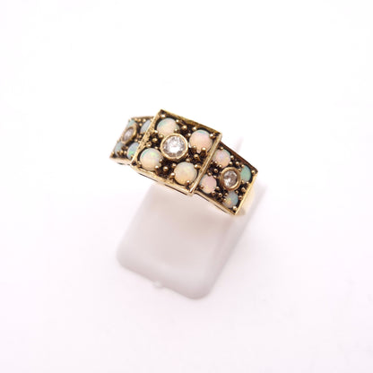 9ct Yellow Gold Antique Multi-Stone Opal and Diamond Ring