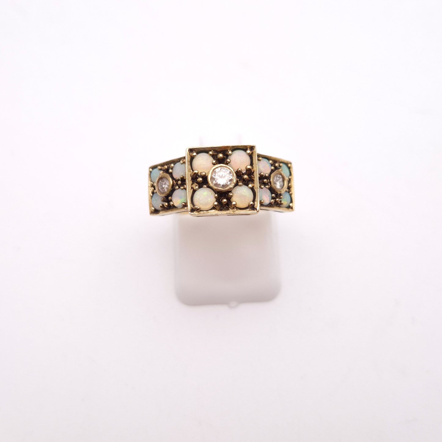 9ct Yellow Gold Antique Multi-Stone Opal and Diamond Ring