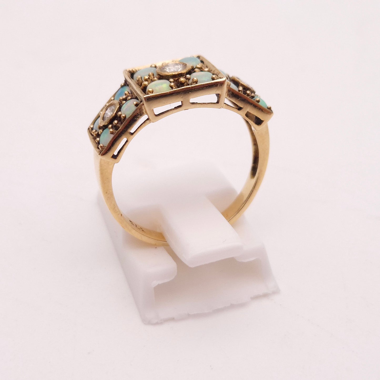 9ct Yellow Gold Antique Multi-Stone Opal and Diamond Ring