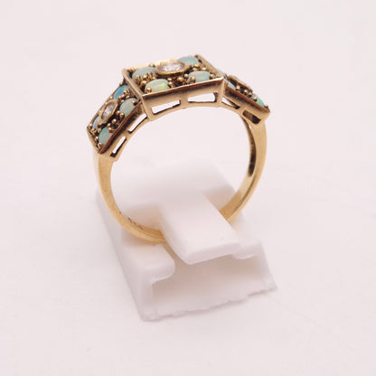 9ct Yellow Gold Antique Multi-Stone Opal and Diamond Ring