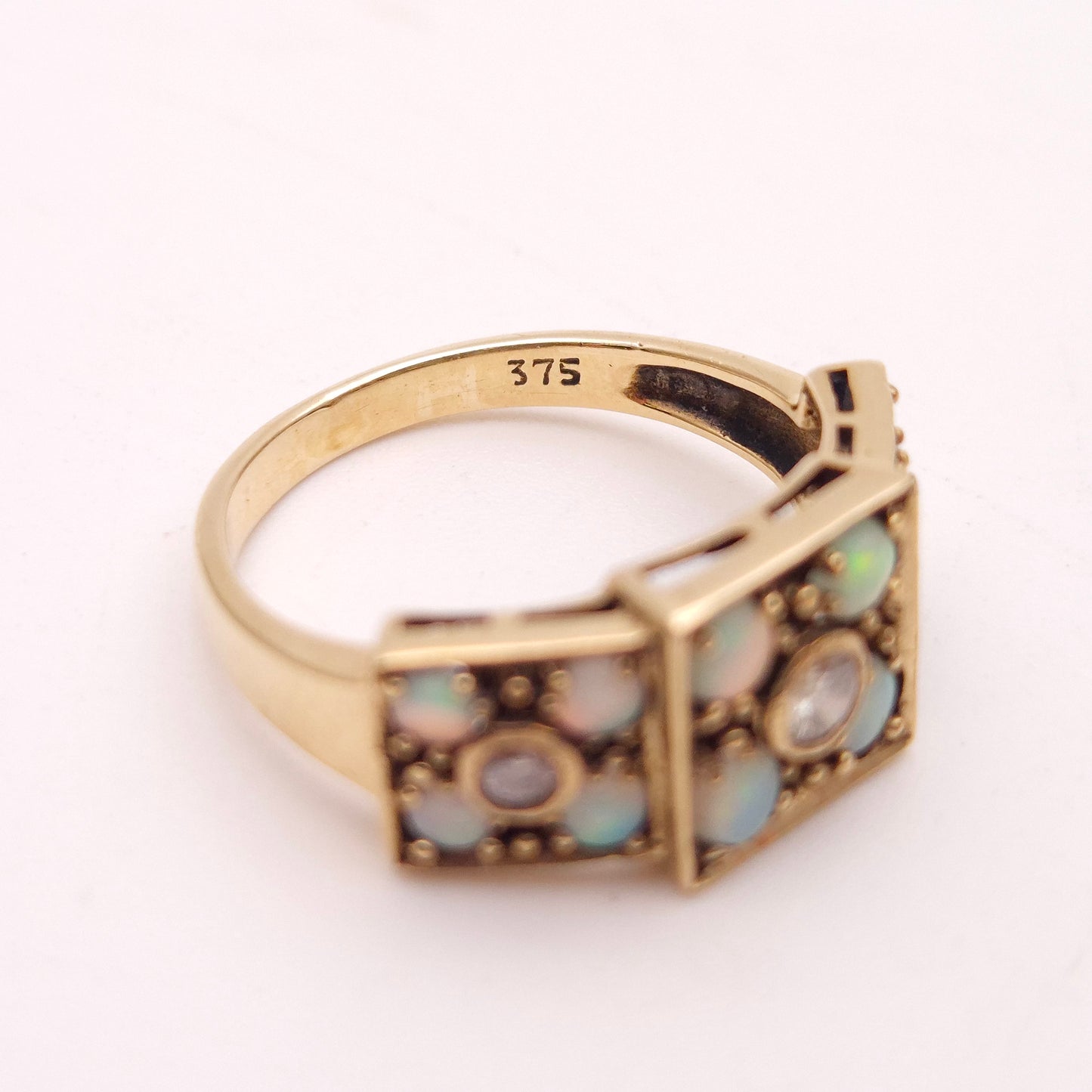 9ct Yellow Gold Antique Multi-Stone Opal and Diamond Ring