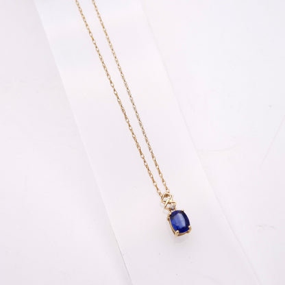 9ct Yellow Gold Kyanite and Diamond Pendant and Chain Necklace