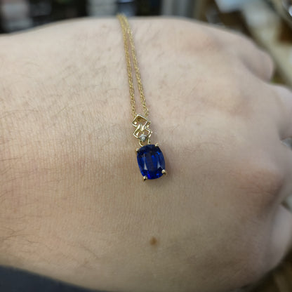 9ct Yellow Gold Kyanite and Diamond Pendant and Chain Necklace