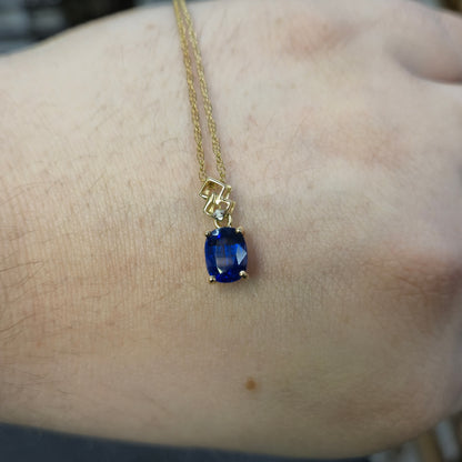 9ct Yellow Gold Kyanite and Diamond Pendant and Chain Necklace