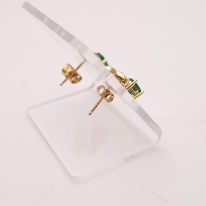 9ct Yellow Gold Emerald and Diamond Stud Earrings
