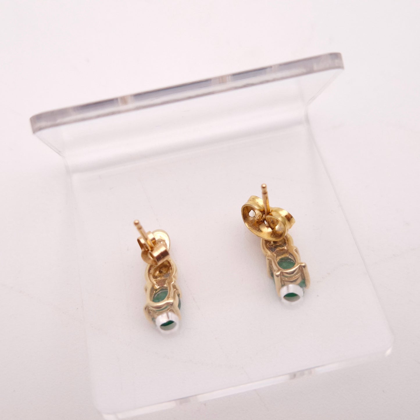 9ct Yellow Gold Emerald and Diamond Stud Earrings
