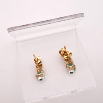 9ct Yellow Gold Emerald and Diamond Stud Earrings