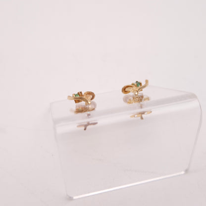 9ct Yellow Gold Emerald Set Wishbone Stud Earrings