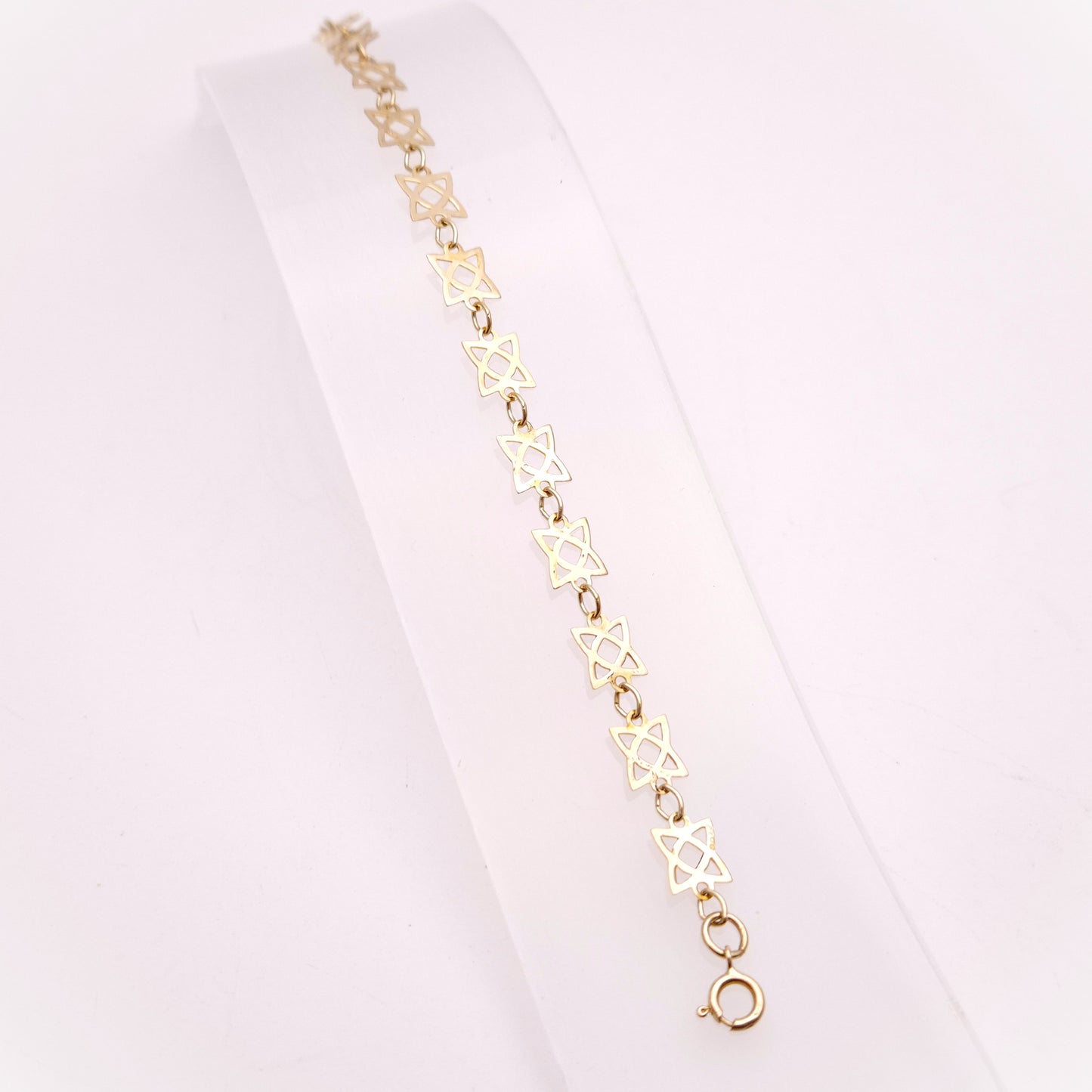 9ct Yellow Gold Open Cut Out Star Shaped link Bracelet