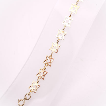 9ct Yellow Gold Open Cut Out Star Shaped link Bracelet